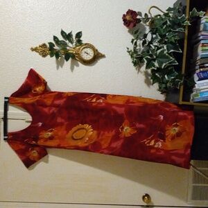 Floral Red and Orange Dress size XL